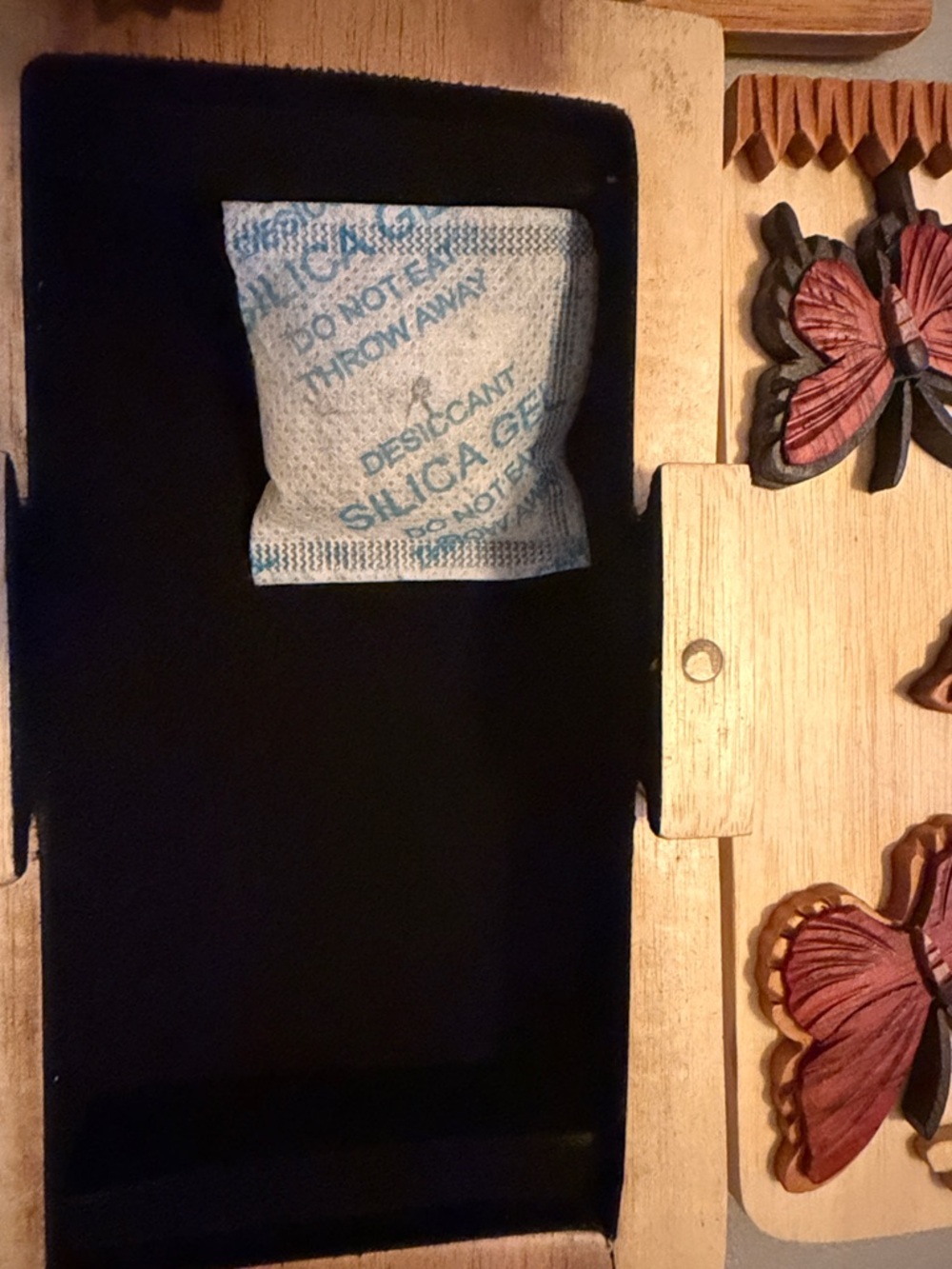 Handcrafted Wooden Butterfly Wall Storage Box - Natural & Brown - Picture 7 of 10